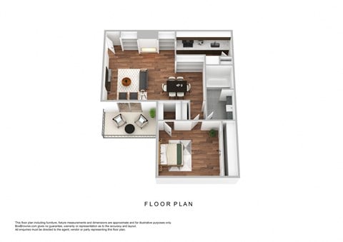 Floor plan for 1 bed, 1 bath, 700 sqft